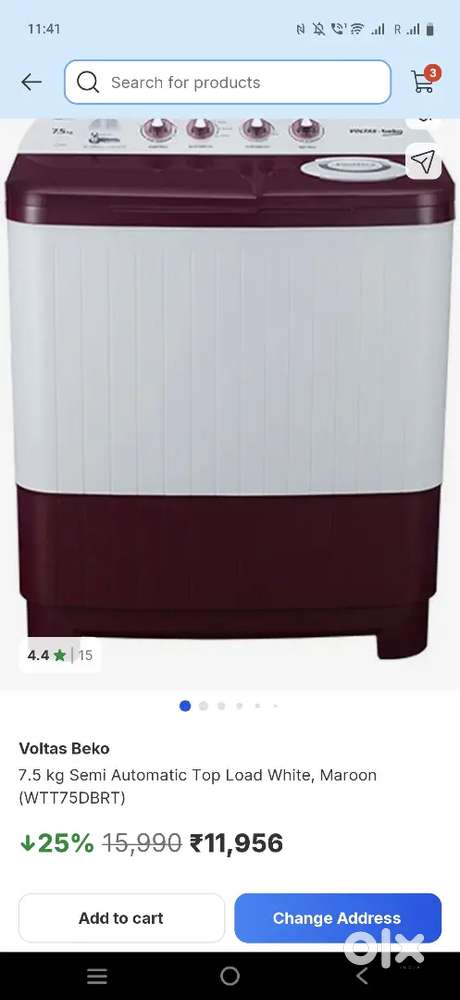 Voltas 7.5kg brand new sell pack machin