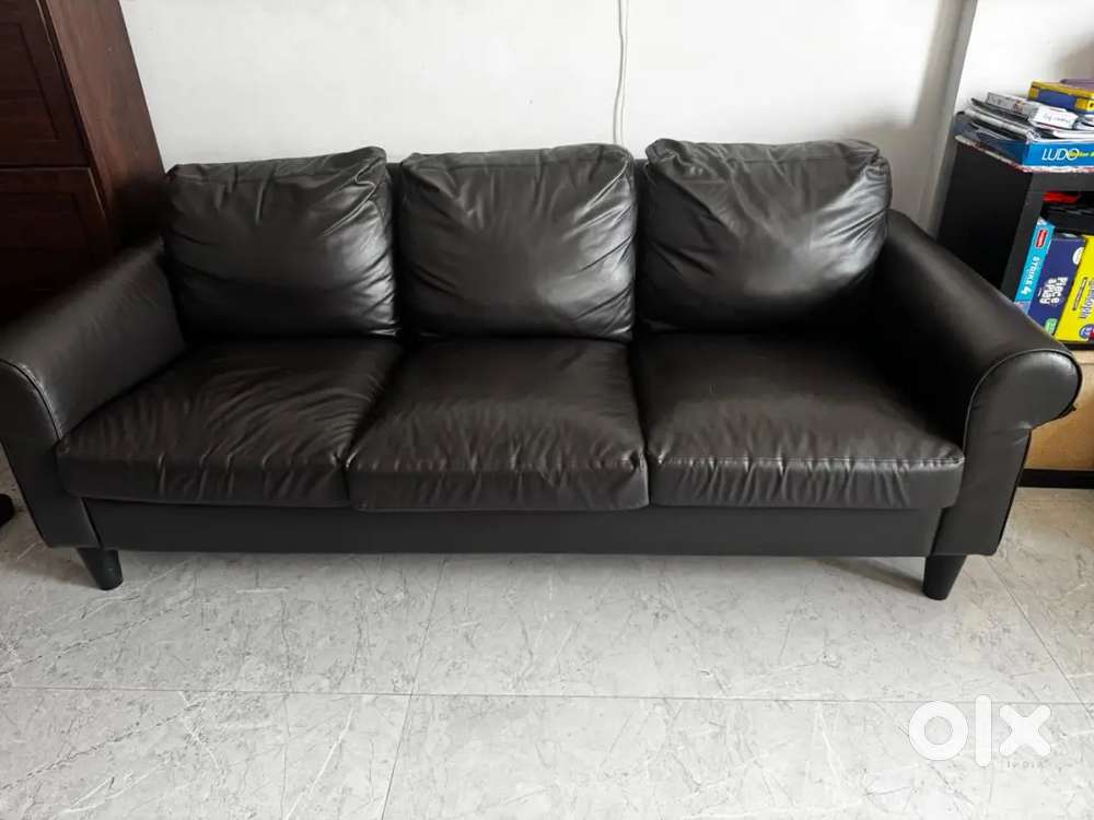 Brown leather sofa