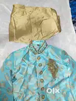 Long Cotton Dhoti Suits  Blue and Brown Servani With Dhoti Pants