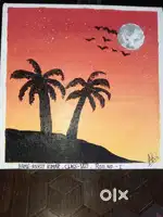 A Beautiful sencny of sun set in acrylic canvas