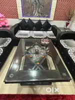 9-Seater Sofa Set with Glass Center Table – Good Condition