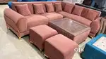 New brand best quality L shape luxury design sofa with centre table pu