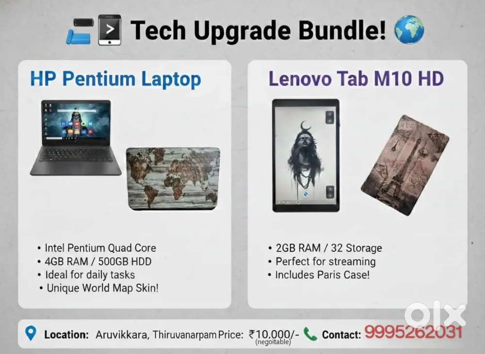 Lenovo tab and HP laptop