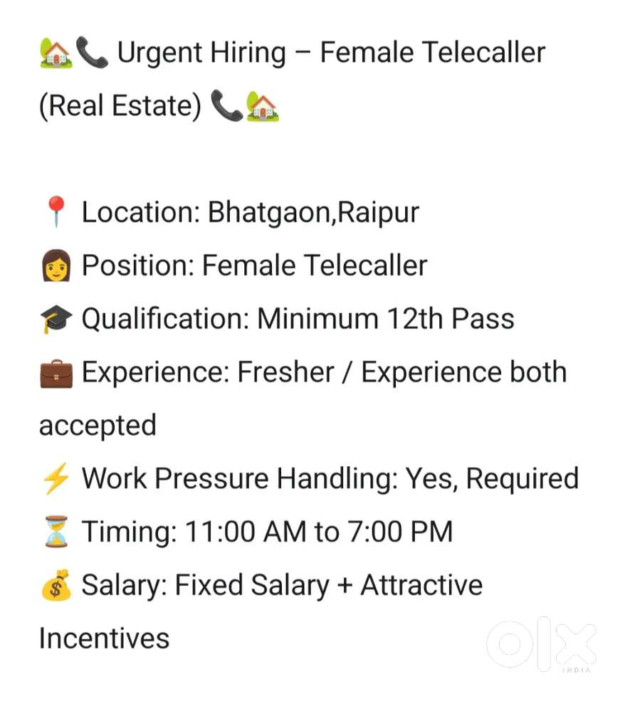 Telecaller (Female)for Real estate company