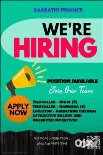 Hindi / Telugu/ Kannda Speaking Telecaller Required for Onrole Job