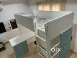 Kids bunk bed with study table
