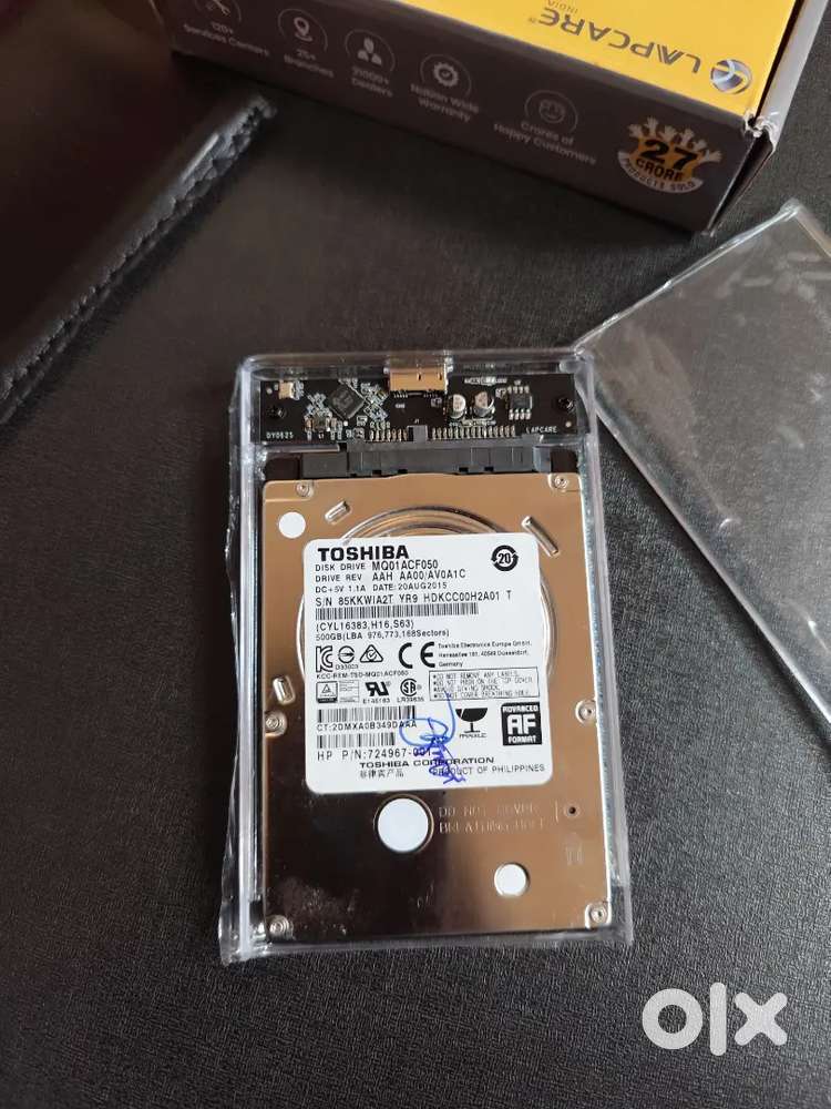 Laptop Hard disk (Toshiba hard disk 500gb for laptop with SSD Casing)
