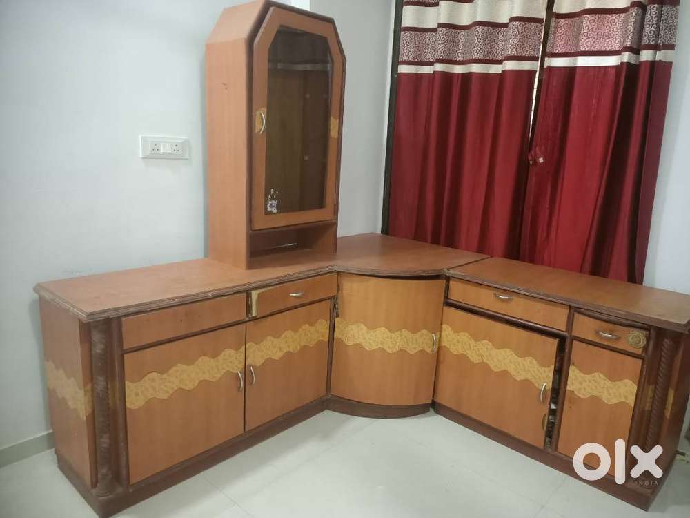 Wooden cabinet with showcase