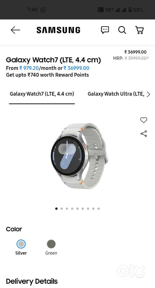 Samsung smartwatch 7 (44 mm)silver