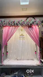 Ganpati decoration stand sets, clothes with flowers
