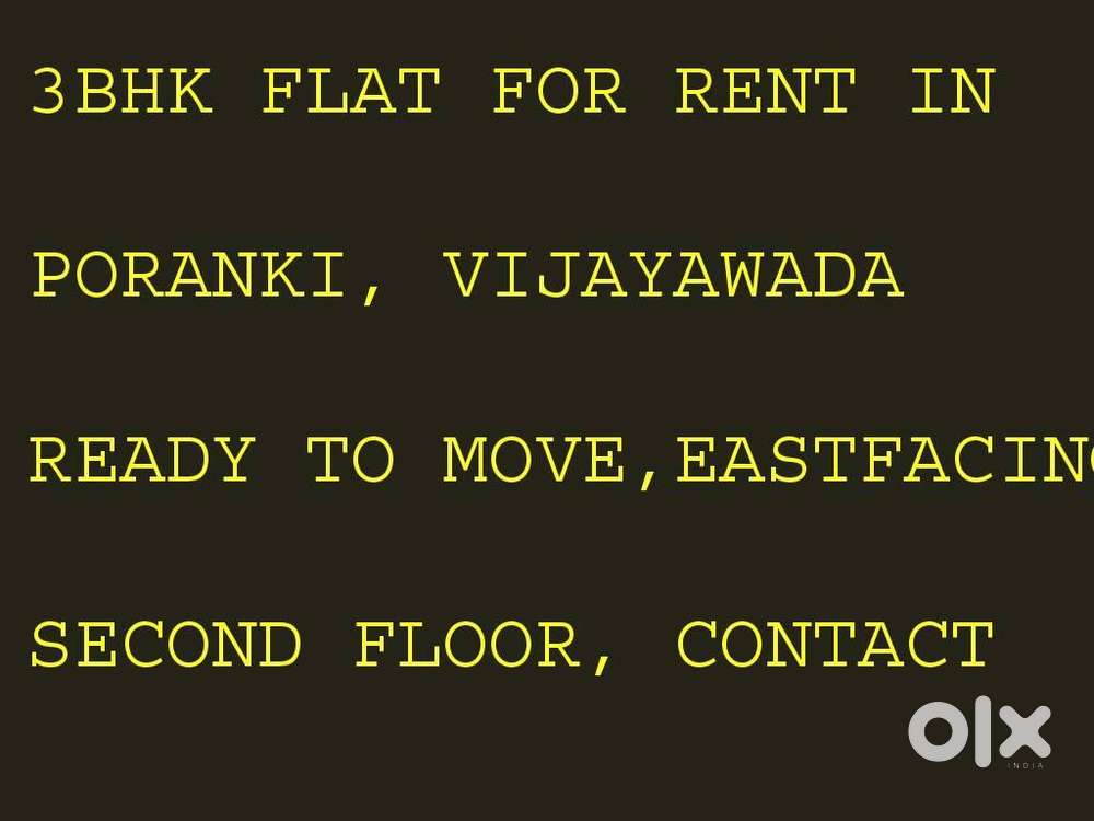 3BHK Flat For Rent in PORANKI, Vijayawada