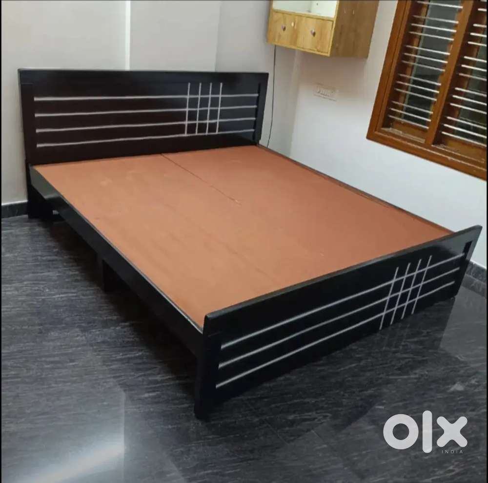 New Queen size cot without storage made of Aassam teak + plyboard
