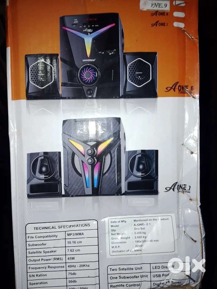 Home' theatre company univarsal 2.1 only 2 month old