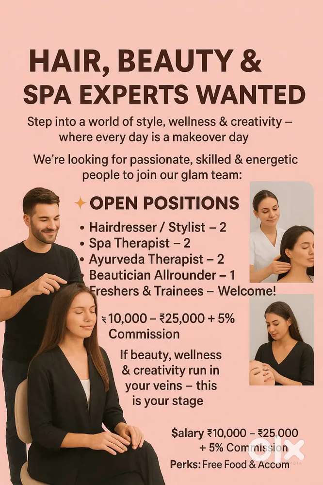 Hairdresser spa & Ayurveda therapist freshers