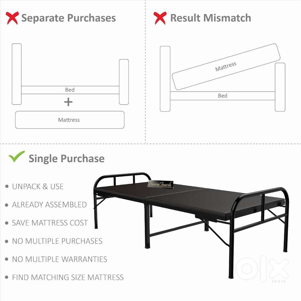 Honey Touch Nexon Folding Bed Single for Sleeping with Mattress