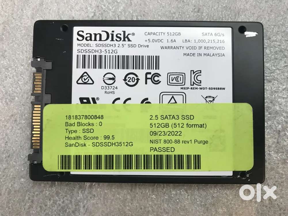 512GB SATA SSD (Used, Perfect Working) – Fast & Reliable – Only ₹1800