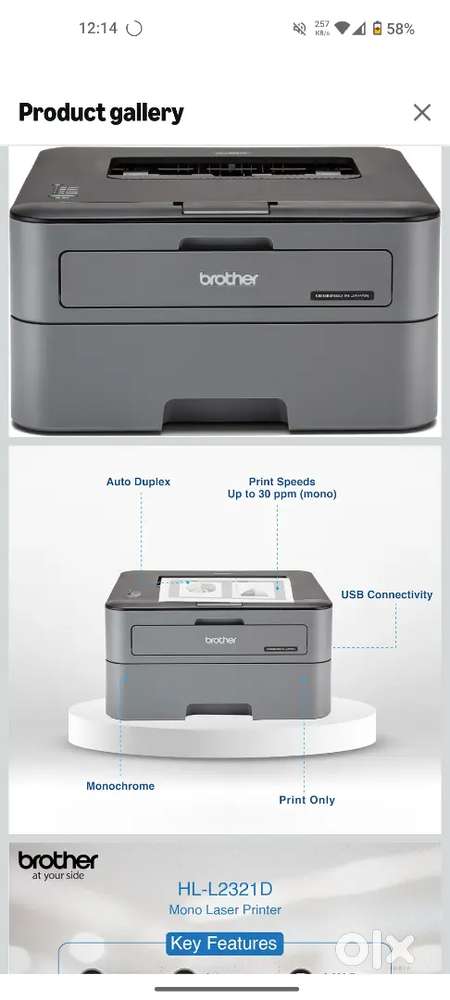 Brother HL-L2321D Automatic Duplex Monochrome Laser printer