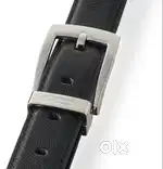 Dalvey Mirror Polish Rhodium Plated Classic Black Caviar Leather Belt