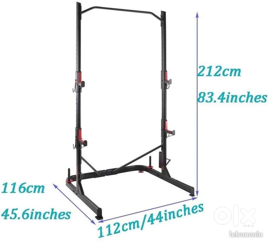 HOME GYM/ SQUAT RACK/ OLYMPIC BARBELL/ WEIGHT PLATES 100KG/ DUMBELLS