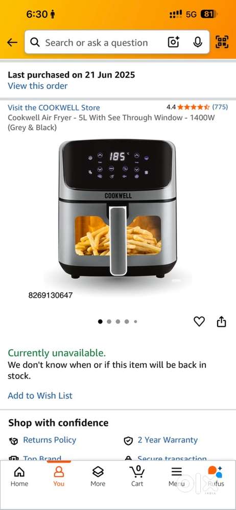 Coolwell air fryer 5L