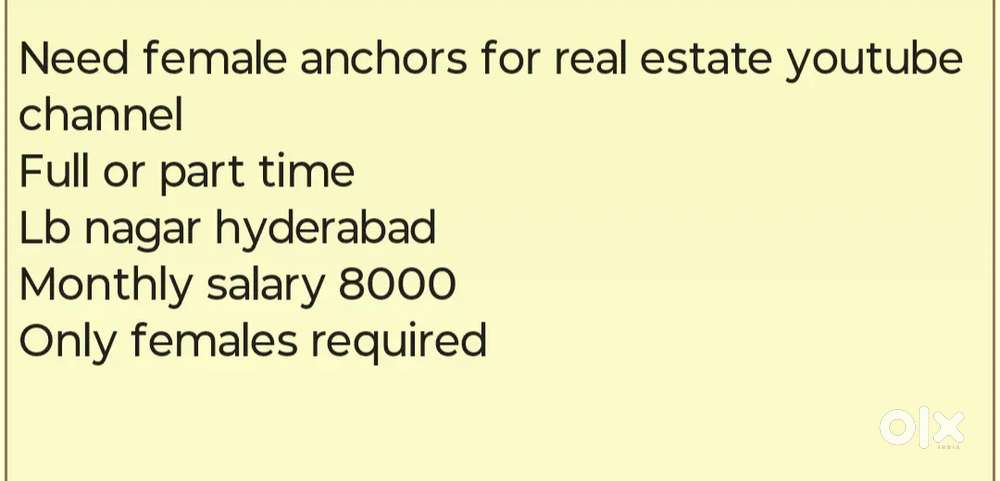 Wanted female anchors for youtube channel