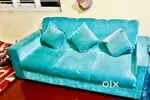 3 seater sofa radium blue colour is very good condition no issues