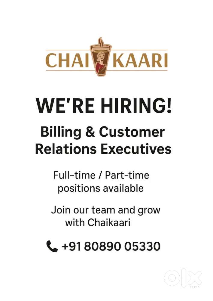 Outlet Incharge and Billing Executive wanted