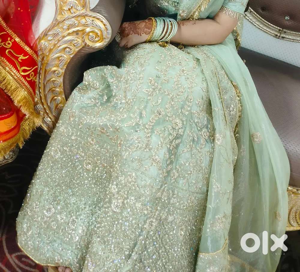 Lehenga.. pista colour hand work