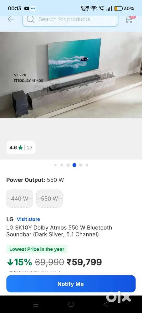 Lg sk10y 550w 7.1 channel dolby Atmos sound bar