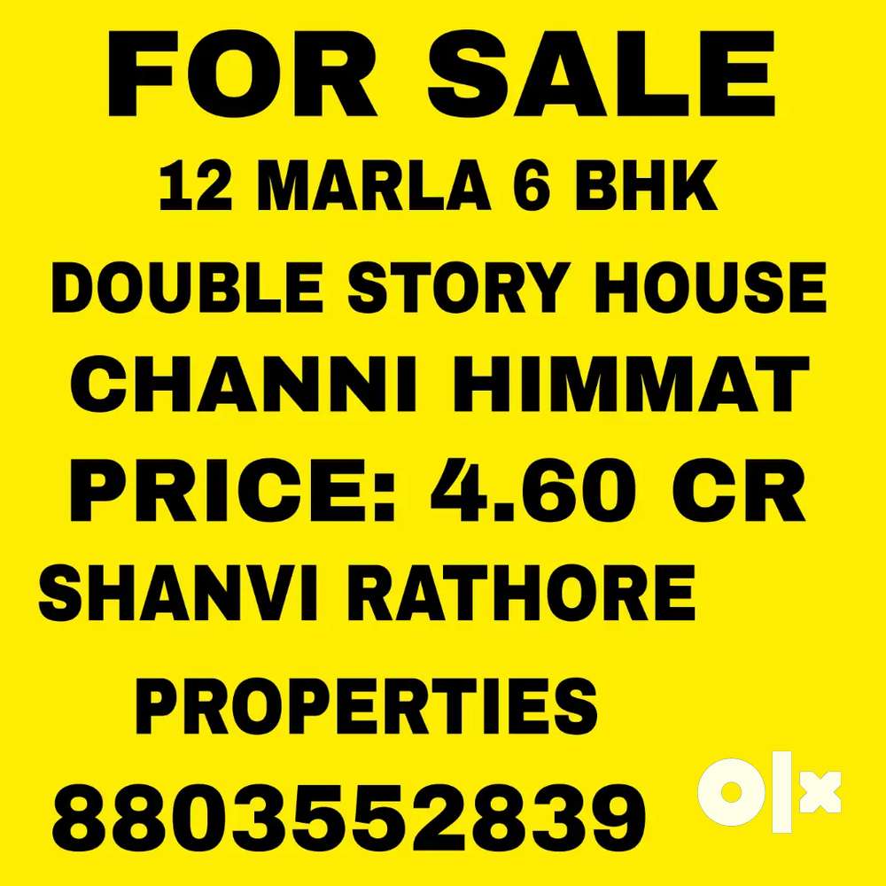 12 MARLA 6 BHK DOUBLE STORY HOUSE FOR SALE IN CHANNI HIMMAT