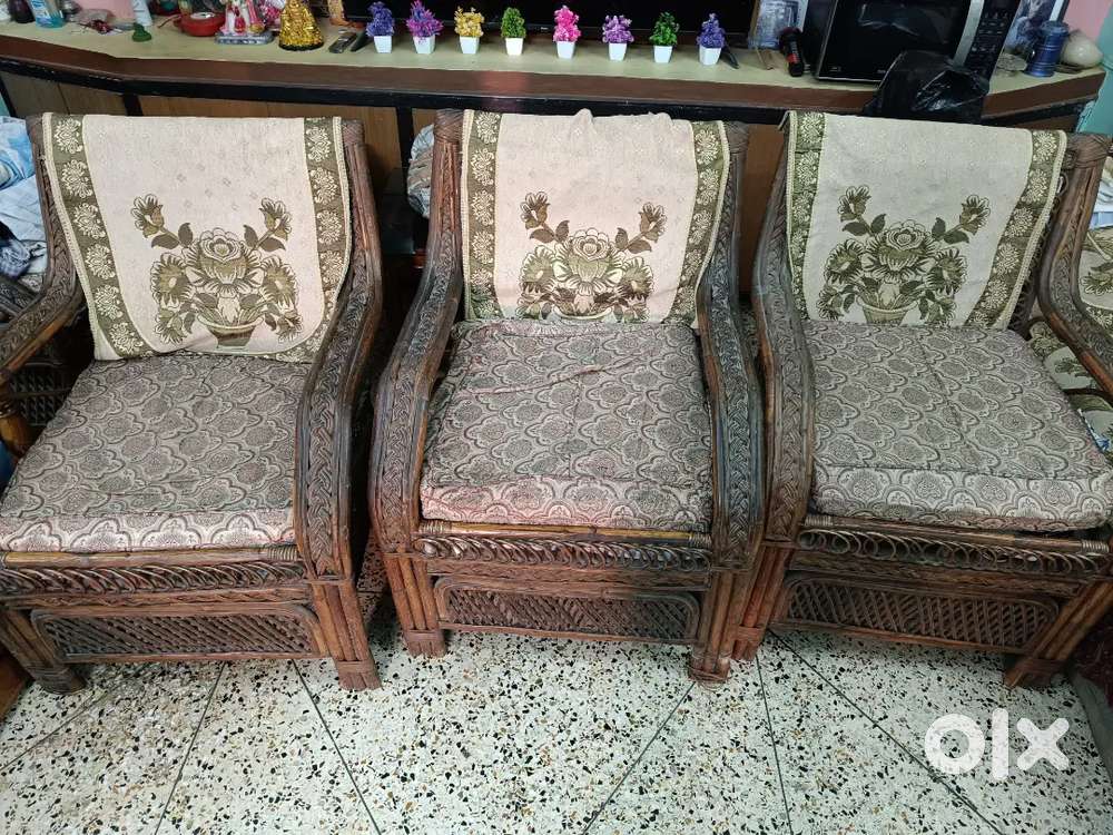 Bamboo cane chair with cushion 6PCS