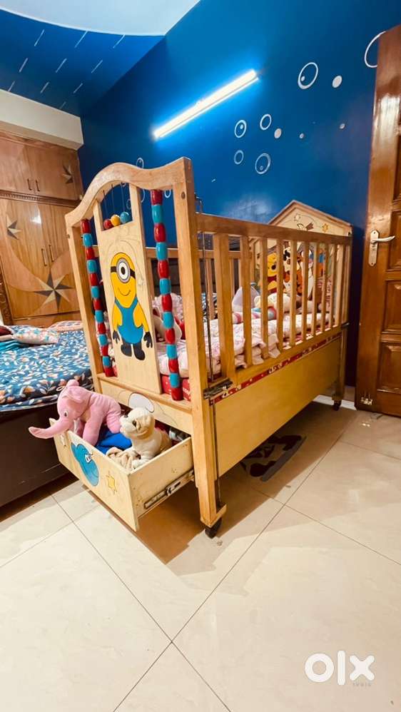 Baby Cot for Sale – Spacious, With Storage & Bedding