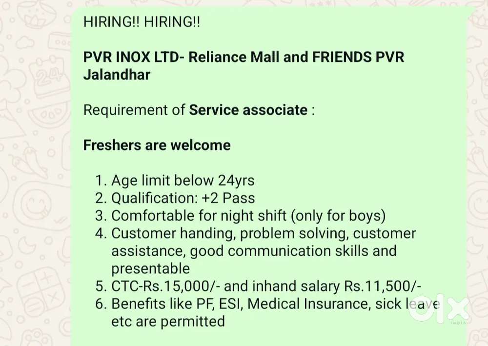 PVR INOX LTD Hiring