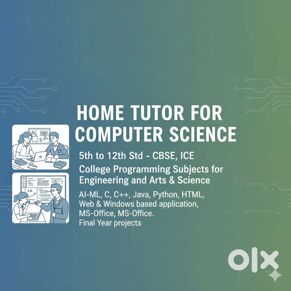 Home tutor-computer science-5th to 12 th & College subjects