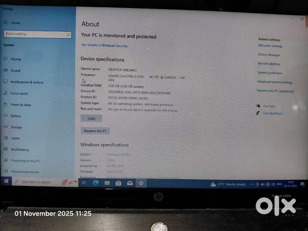 HP Laptop I3 with good condition