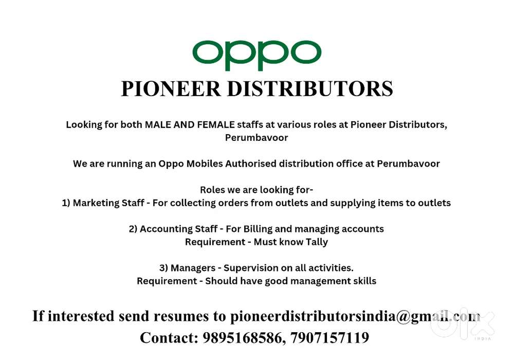 LOOKING FOR STAFF in MARKETING, ACCOUNTING and MANAGERS