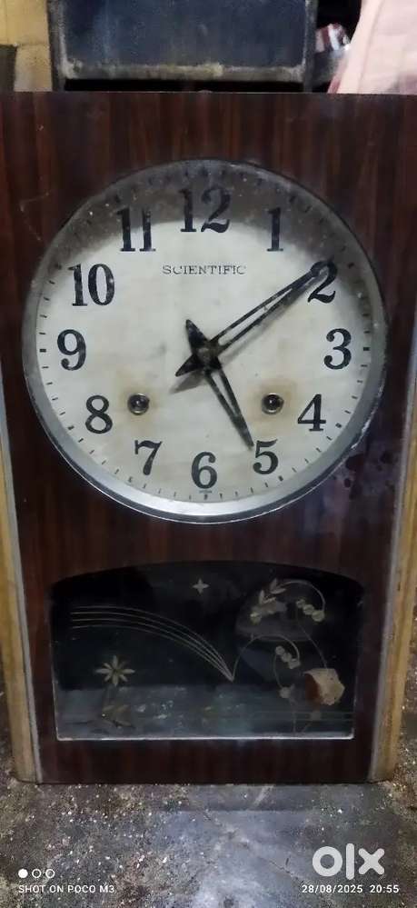 Antique wall clock and radio