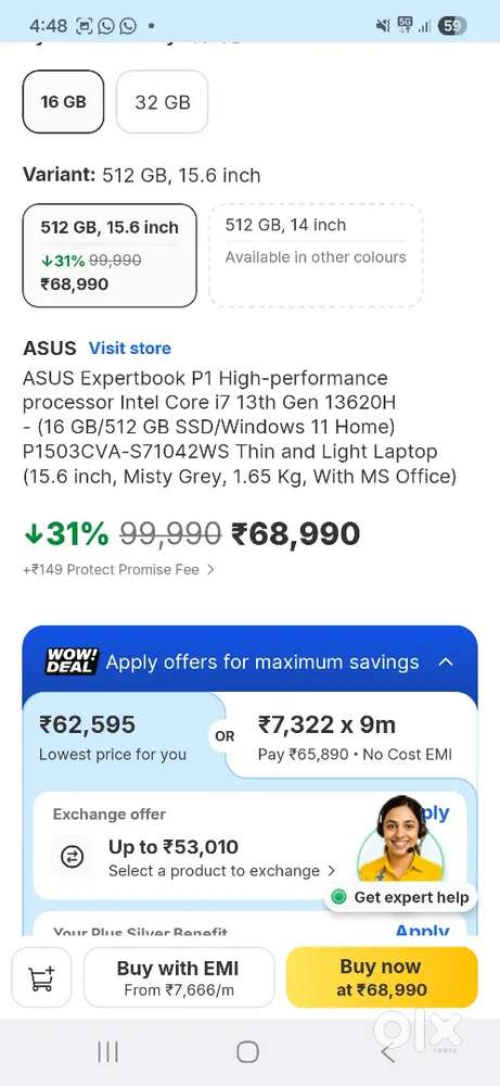 Asus Expertbook laptop - Brand new - Unused box pack