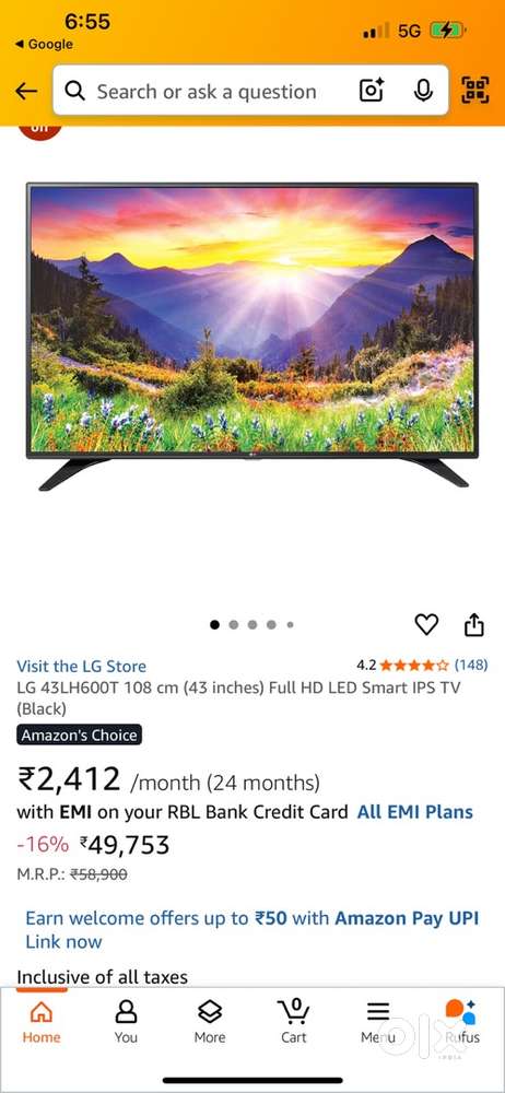 Lg 43 inch LED smart tv working condition for 15000 only