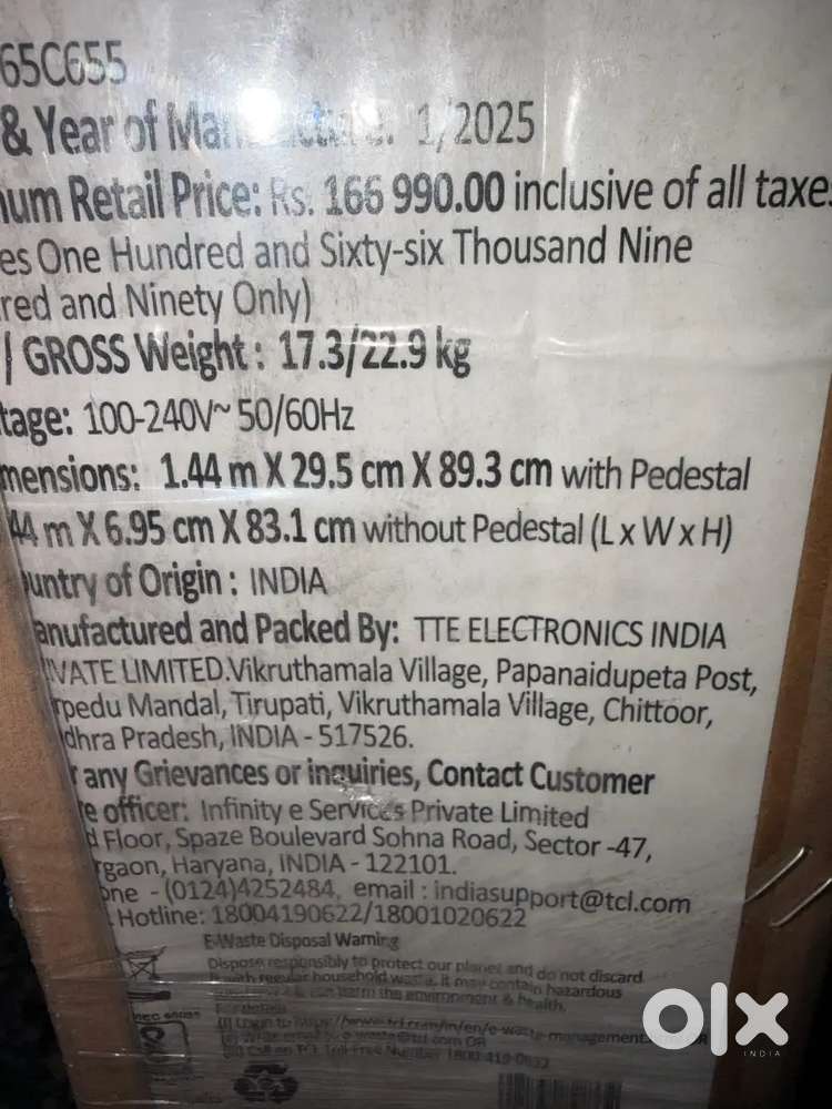 TCL 65QLED 4K SMART TV- PREMIUM CONDITION