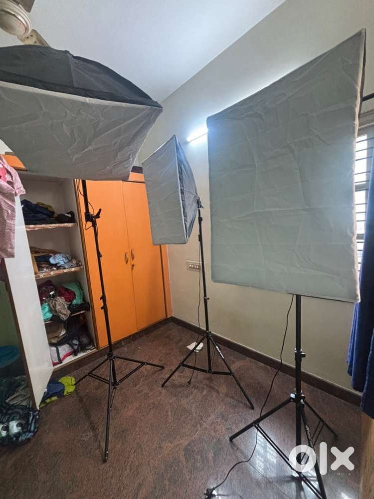 Studio setup with green screen