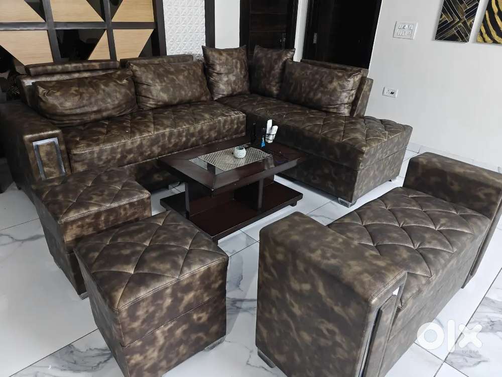 Leatherite Sofa Set with Cushions