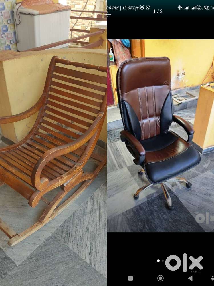 Officer & Music Relaxing Rocking Chair Book Magazine Rack Laptop Table