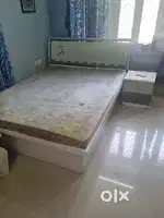 Queen Size Bed with Mattress & Side Tables Good Condition 6 Years Old