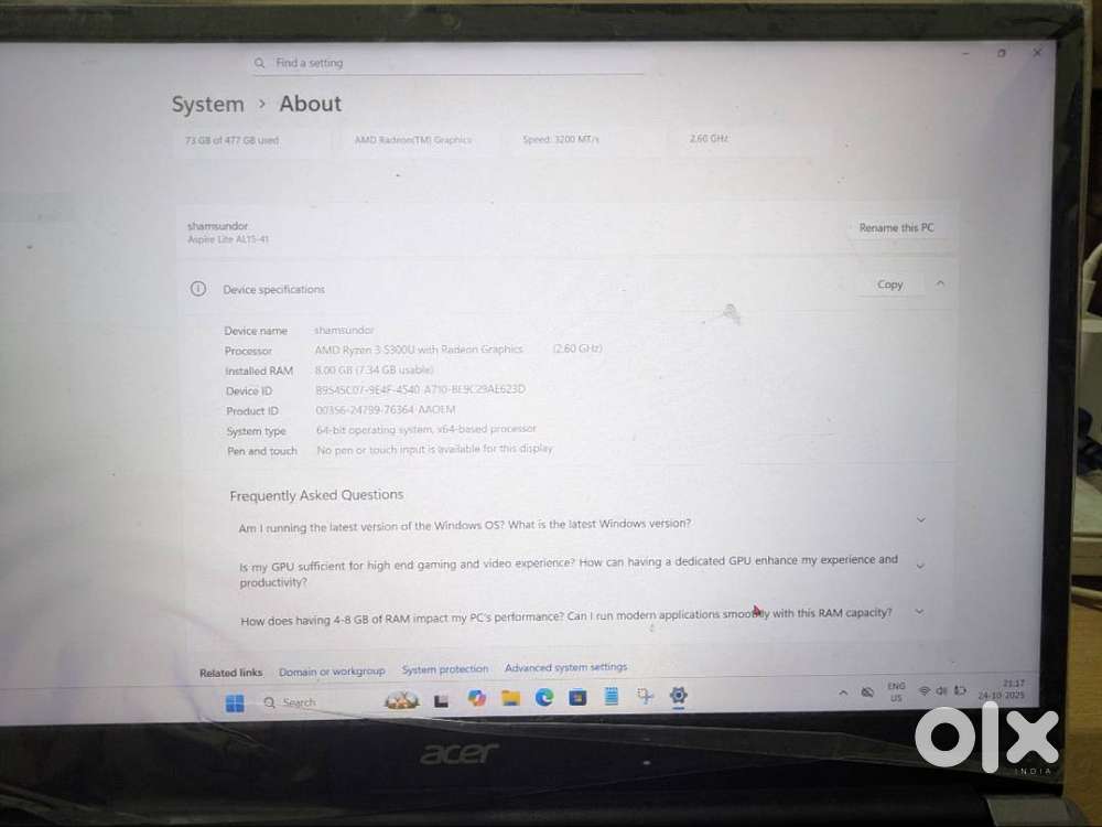 ACER LAPTOP ONLY 6 MONTHS