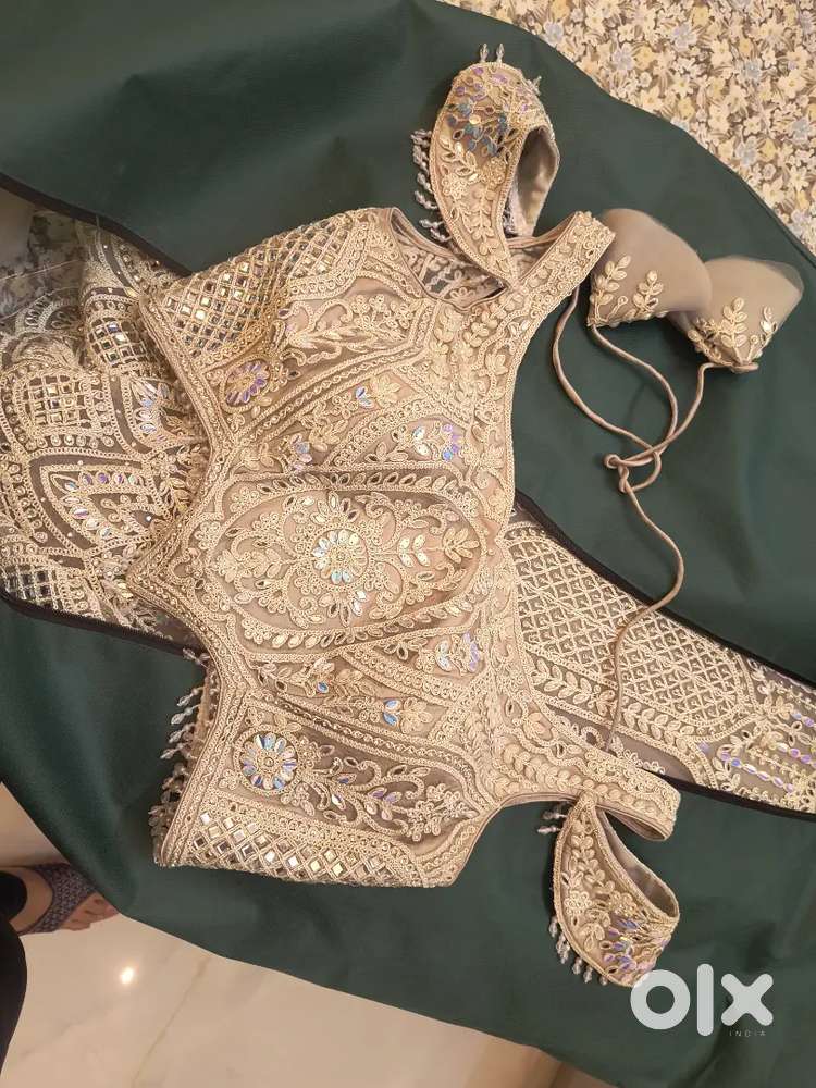 Bridal party wear lehenga mirror and stone work