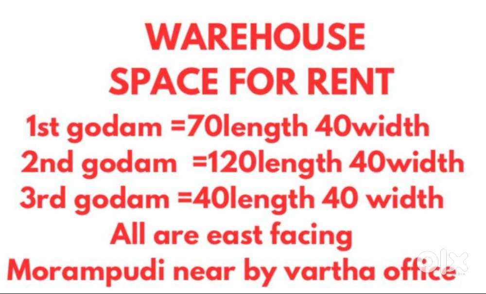 3 Godowns for rent near vartha office Morumpudi