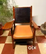 Antique rare teakwood chair with writing pad nd magazine rack downside