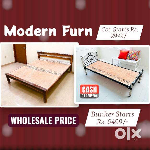 Cot Sale , Wooden Bed Steel Cot Single Double # 744ER Queen Size 22ER