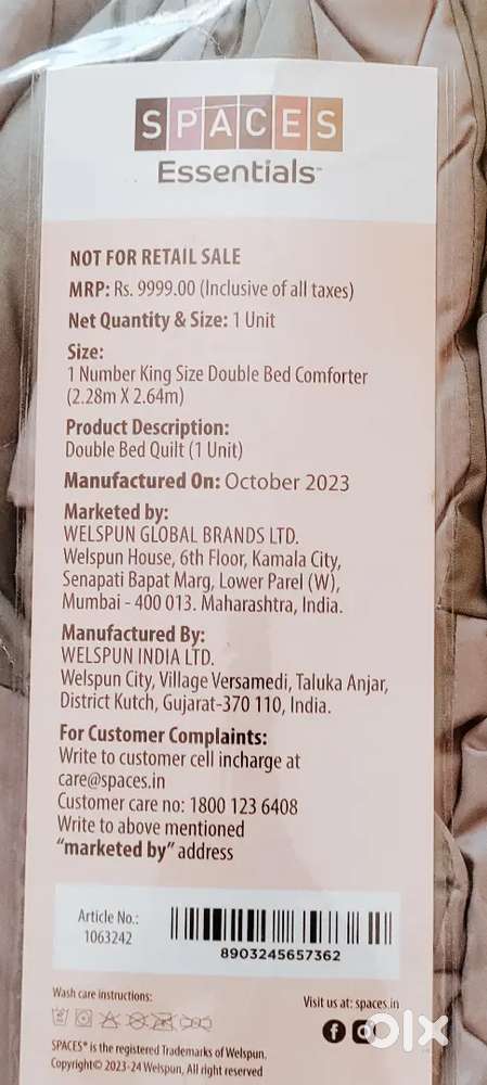 Welspun રજાઈ Brand new